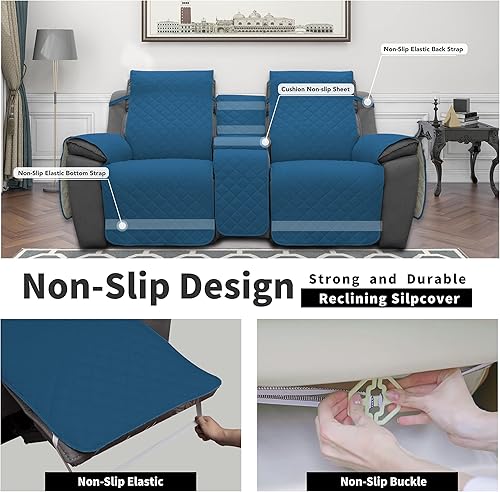 Miniatura 4 de Easy-Going - Funda reclinable con consola funda de sofá reversible para sala de estar funda de sofá dividida para cada asiento con correas elásticas