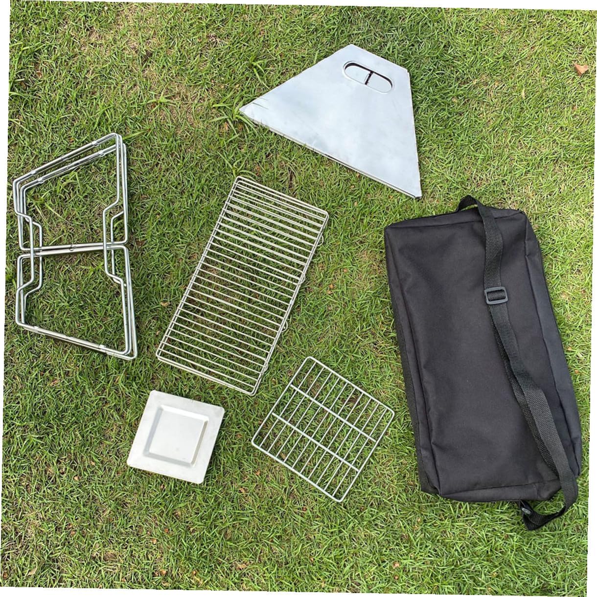 HEMOTON Portable Barbecue Grill Folding Wear-resistant Camping Grill Rack Professional Outdoor Cooking Accessory for Hiking and Camping