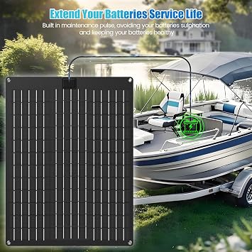 20W Solar Battery Charger Maintainer w/ Wireless Remote Monitor, Maintenance Pulse & MPPT Charge Controller, Real-Time Voltage & Temperature Monitoring for 12V Lead-Acid Batteries, HSCM-03