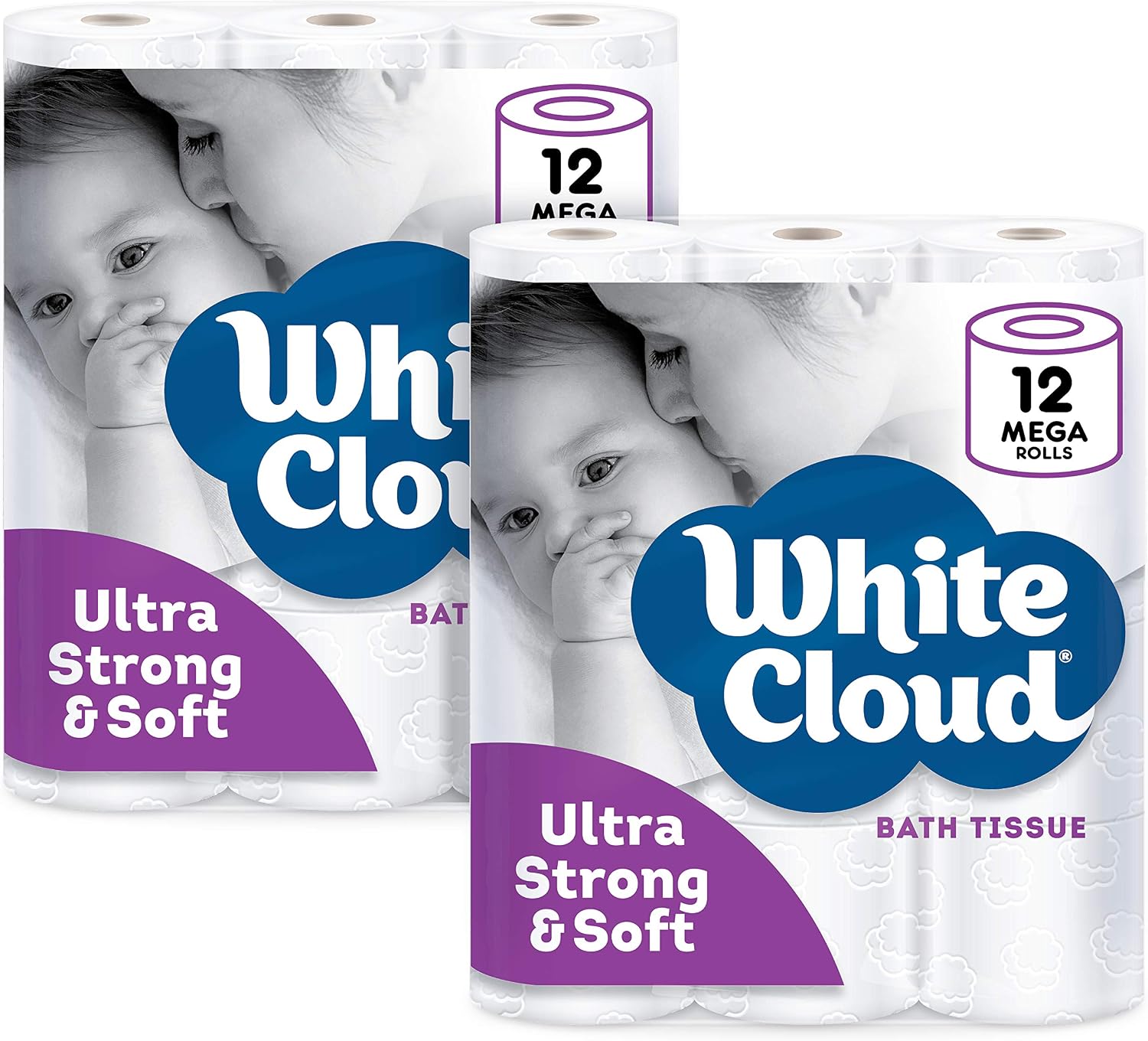 White Cloud 2-Ply Strong & Soft Toilet Paper, 308 Sheets per Roll, 12 Count (Pack of 2)