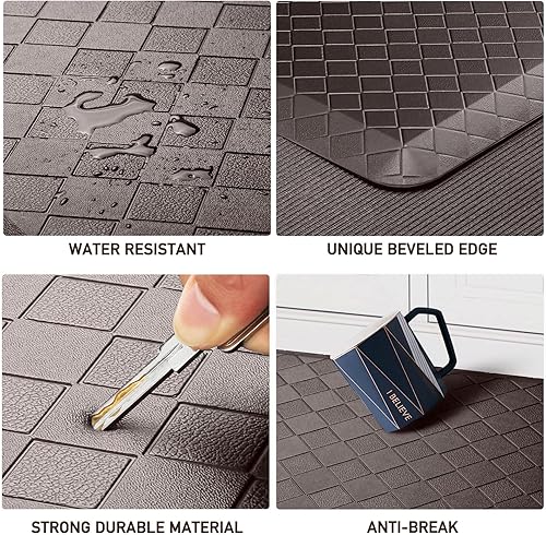 Vista 24 de HappyTrends - Tapete acolchado antifatiga de 17.3 x 28 pulgadas, grueso, impermeable, antideslizante, resistente, ergonómico, cómodo, para cocina