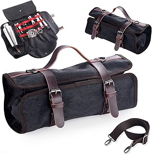 13-Pieces Portable Bartender Bag Travel Bartender Bag Canavs Bar Kit Bag for Carrying Bar Tools Perfect Storage,Travel Bar Set for Home Cocktail Making, Work, Parties, Camping (Bag with Tools)