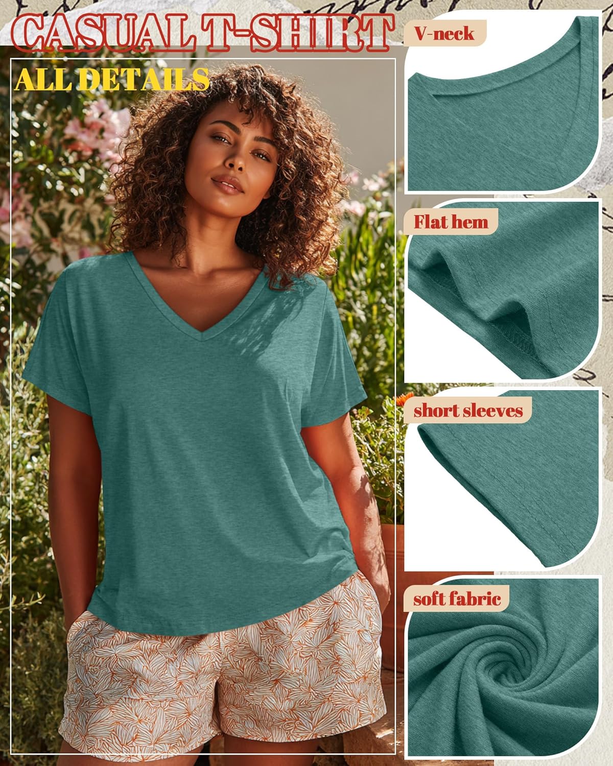 Neer 3 Pack Women's Plus Size T Shirts Short Sleeve V Neck Tops Solid Flat Hem Basic Loose Causal Tees