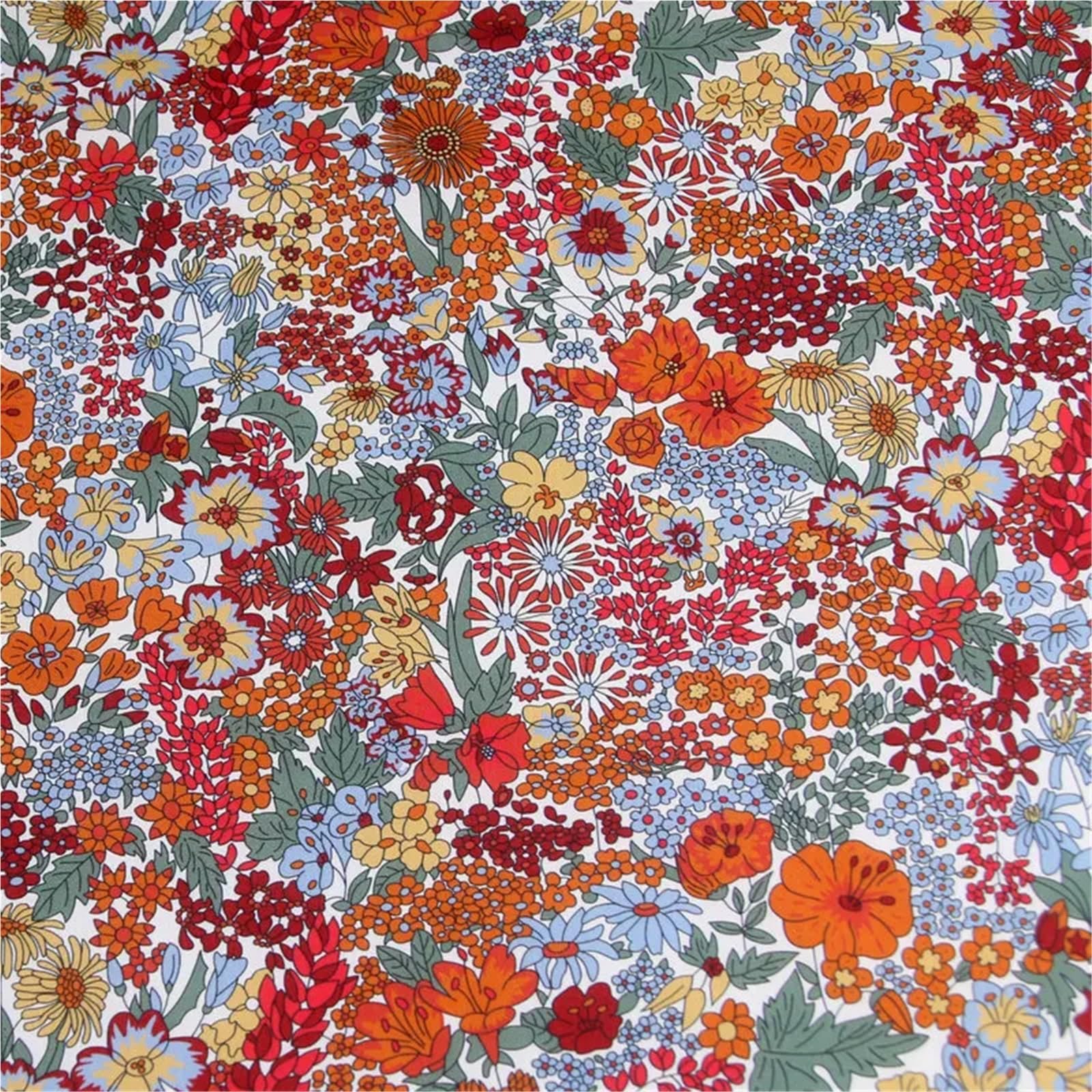 Printed Fabric Dark Color Flowers Cotton Fabric Printing(Color-08)