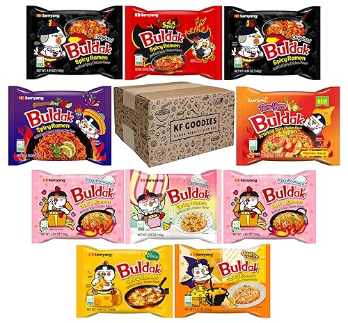 Vista 20 de Samyang Buldak - Sopa de fideos coreanos, salteados, de pollo picante (10, carbonara y Jjajang)