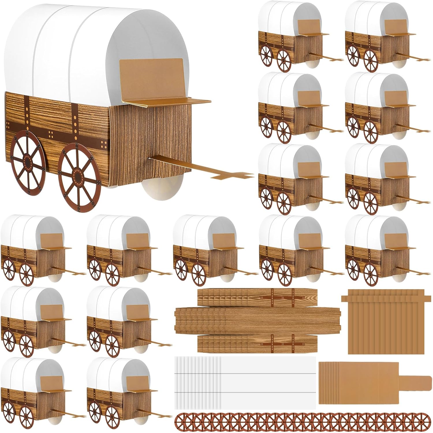 Motipuns 3D Western Covered Wagon Craft Kit Kids Toy Wagon for Vbs Vacation Bible School Supplies Decoration Craft Kits and Activities for Children(24 Pcs)