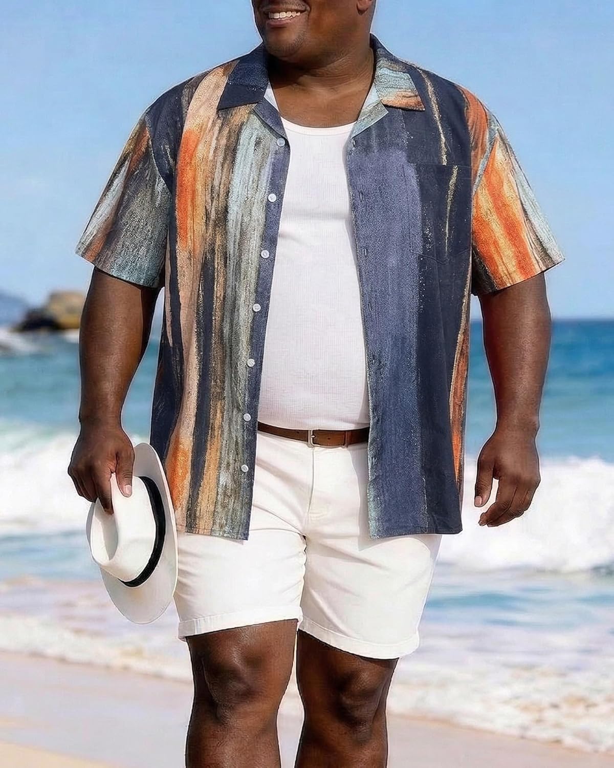 TENGINE Big and Tall Mens Hawaiian Short Sleeve Summer Button Down Beach Shirts Vacation Outfits