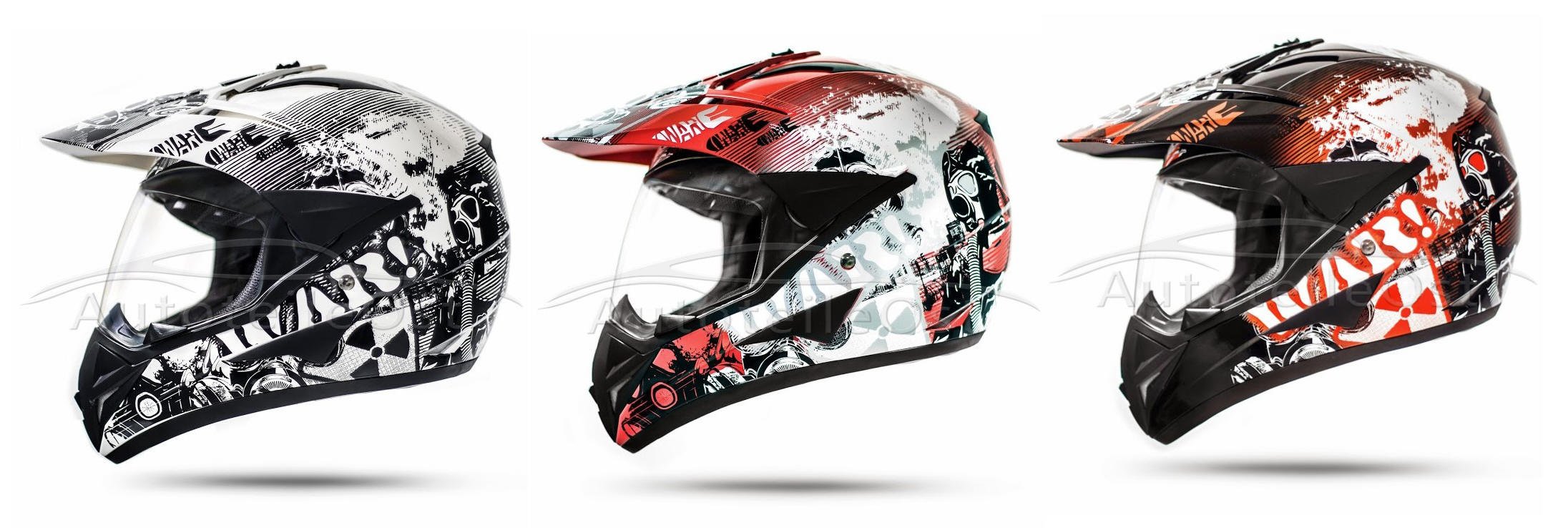 GS War Weiß Crosshelm mit Visier für Quad ATV Enduro Motorradhelm ECE 2205 Größe: S 55-56cm