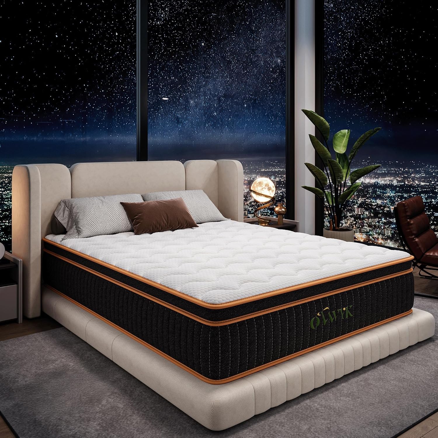 Ovwyk Queen Mattress 12 Inch, Hybrid Mattress Queen Size Bed in a Box, Memory Foam and Individual Pocket Springs, Edge Support, Motion Isolation &