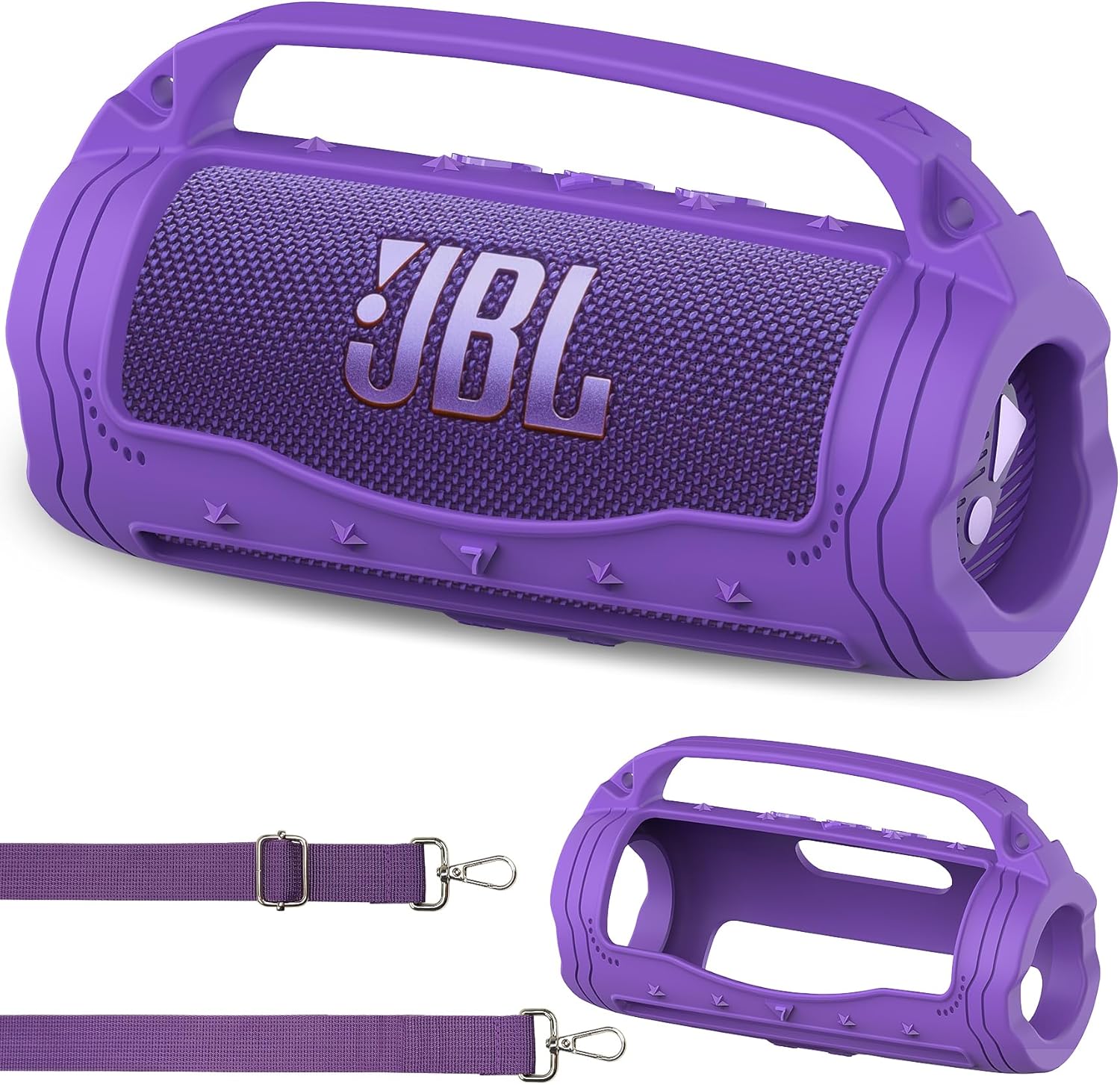 JCHPINE Silicone Cover Case for JBL Flip 7 Portable Speaker, Accessories for JBL Flip 7 Protective Case with Silicone Handle (Purple)