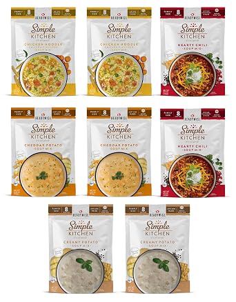Readywise - Simple Kitchen, Soup Favorites, Variety Pack, Multicolor, Gluten-Free, 8 Servings Per Pouch, Mix, Family Size, MRE, Freeze Dried Food, Ready to Eat Meals, Hiking & Backpacking Food, Pack of 8