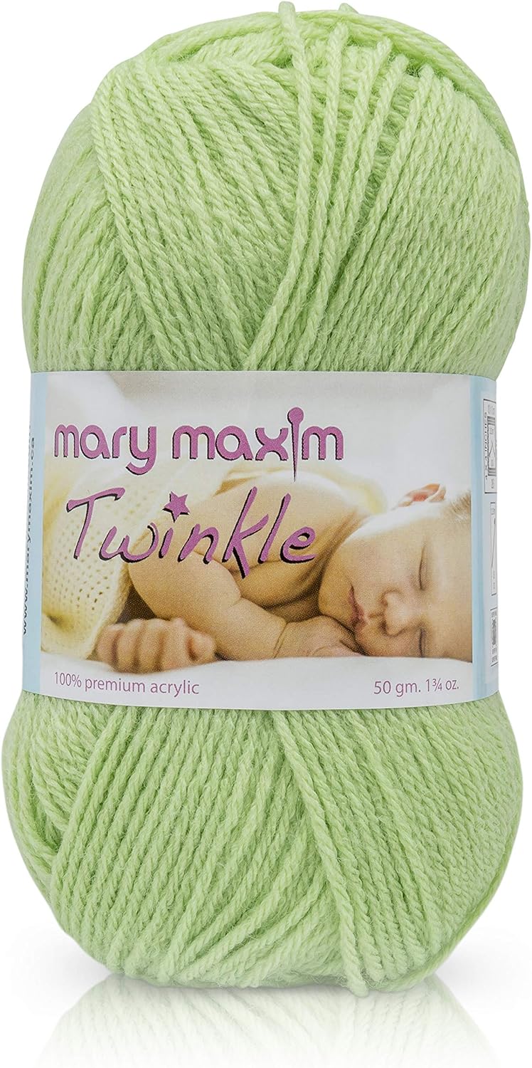 Mary Maxim Twinkle Yarn - Baby Yarn for Knitting & Crochet Projects - Sock Yarn - Acrylic Yarn - 4 Ply - 230 Yards - 1.75 oz (Leaf)