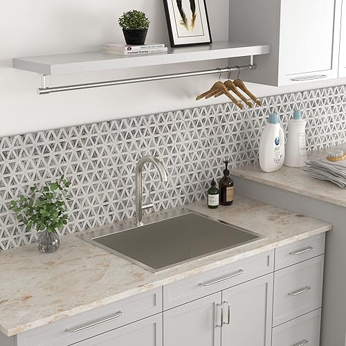 Miniatura 4 de Kichae - Fregadero de lavandería de 25 pulgadas, fregadero de cocina de 25 x 22 pulgadas, fregadero de 12 pulgadas de profundidad, fregadero de