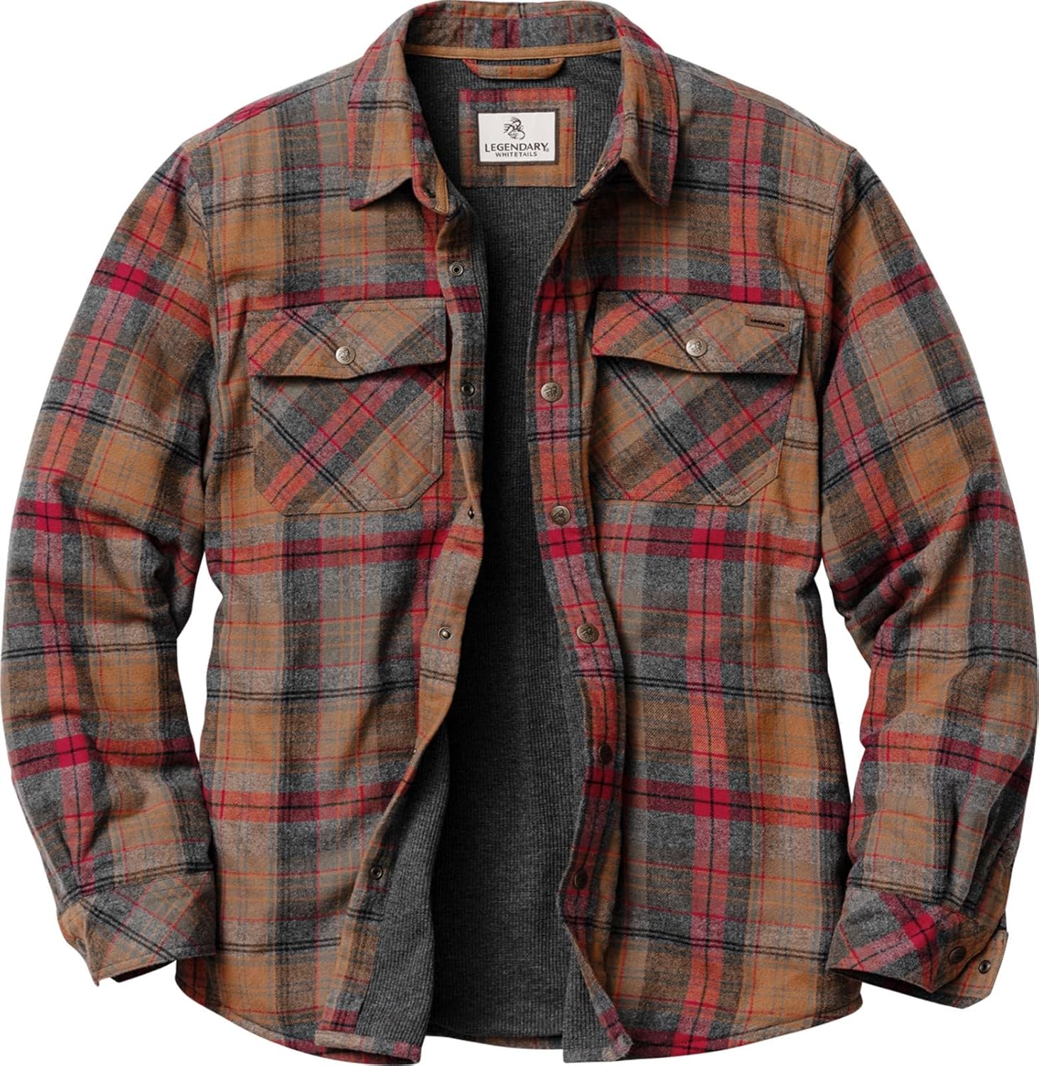 Legendary Whitetails Men's Thermal Lined Shirt Jacket Plaid Flannel Polyfill Insulated