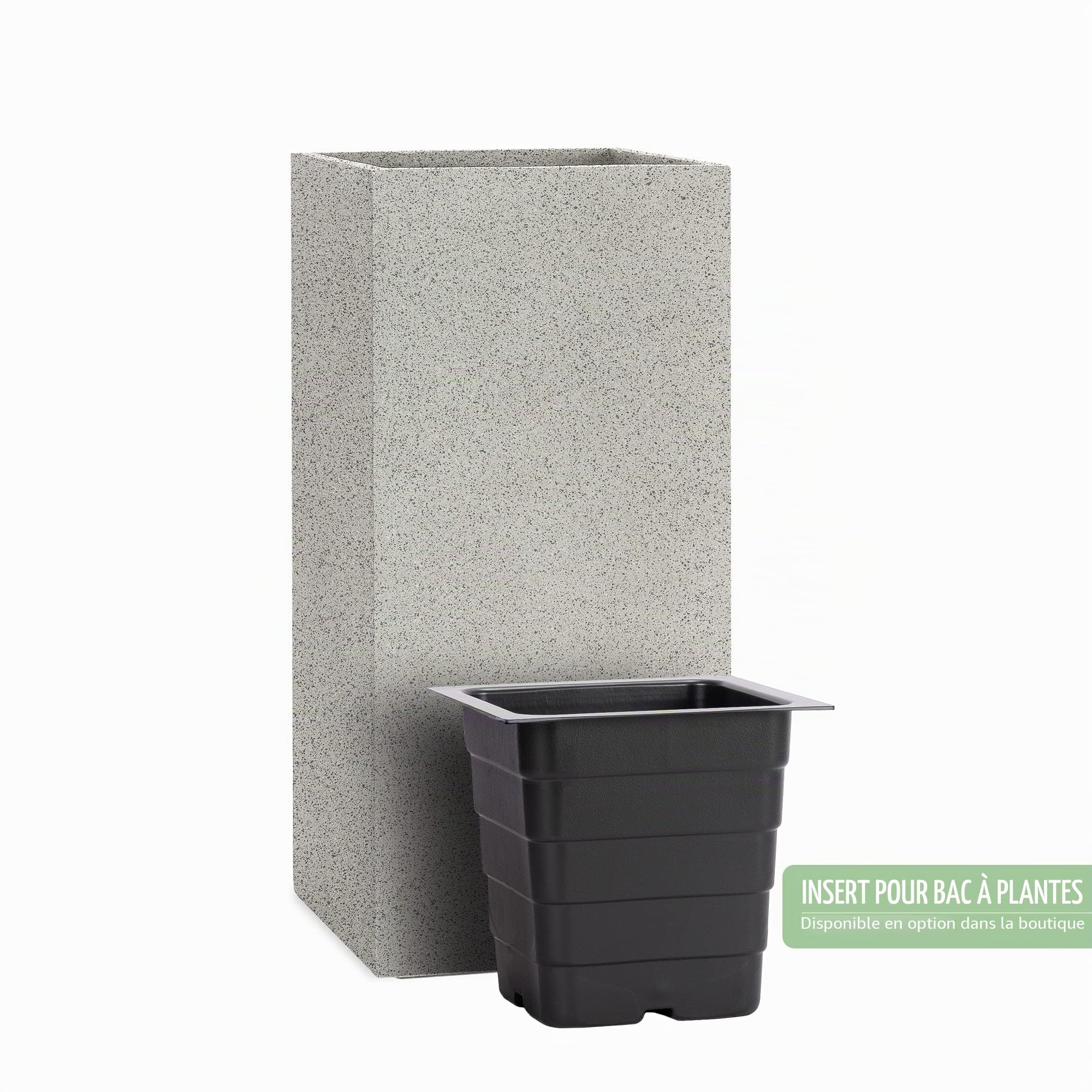 Pflanzwerk® Pot de Fleur Tower Jardinière Granit Gris 60x28x28cm *Résistant au Gel* *Protection UV* *Qualité européenne*