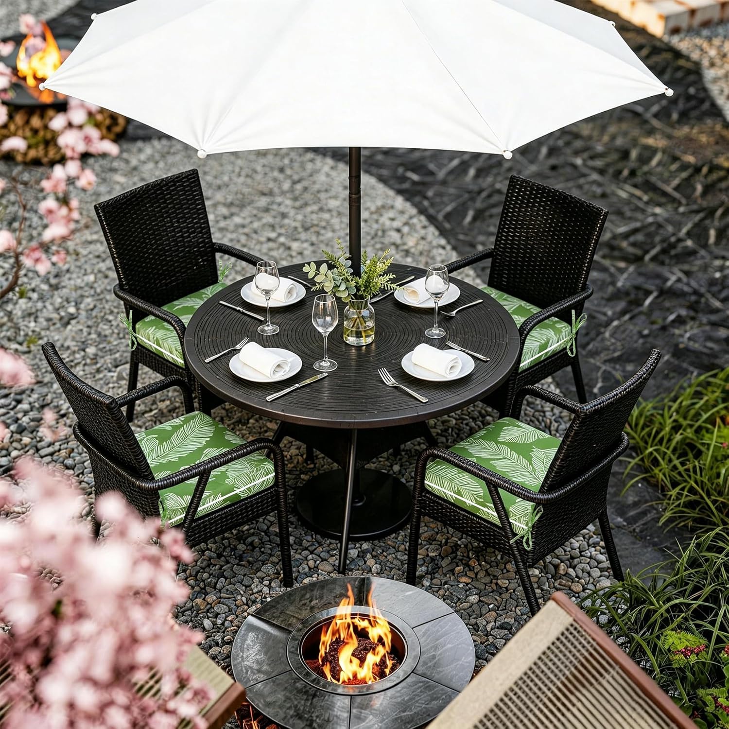 COZYVIDA Outdoor Dining Chair Cushion Set of 4, 20"x20" Square Seat Pads with Tie Straps and YKK Zippers, 30D High-Density Foam, Water-Resistant Fabric,UV-Resistant 1000+ Hrs