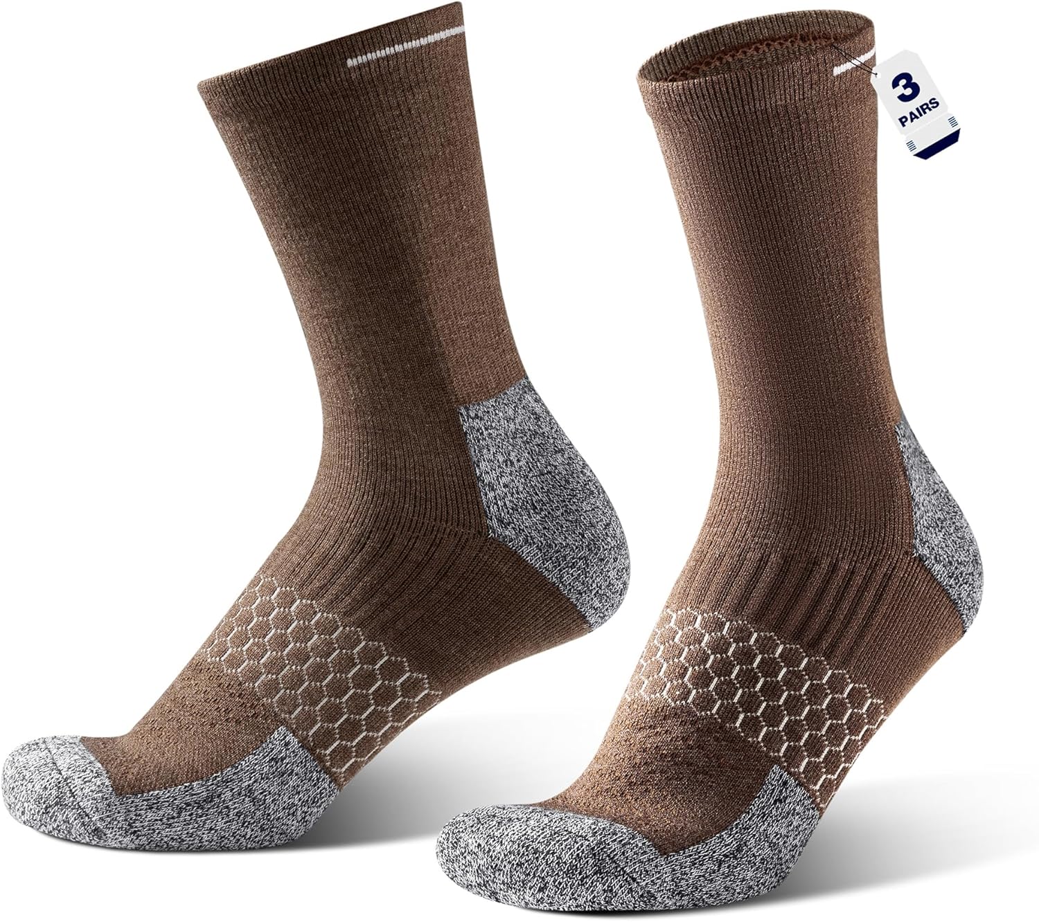 Rahhint Merino Wool Work Boot Socks 3 Pairs Durable Compression Moisture Wicking Anti Blister Cushion Hiking Running Socks