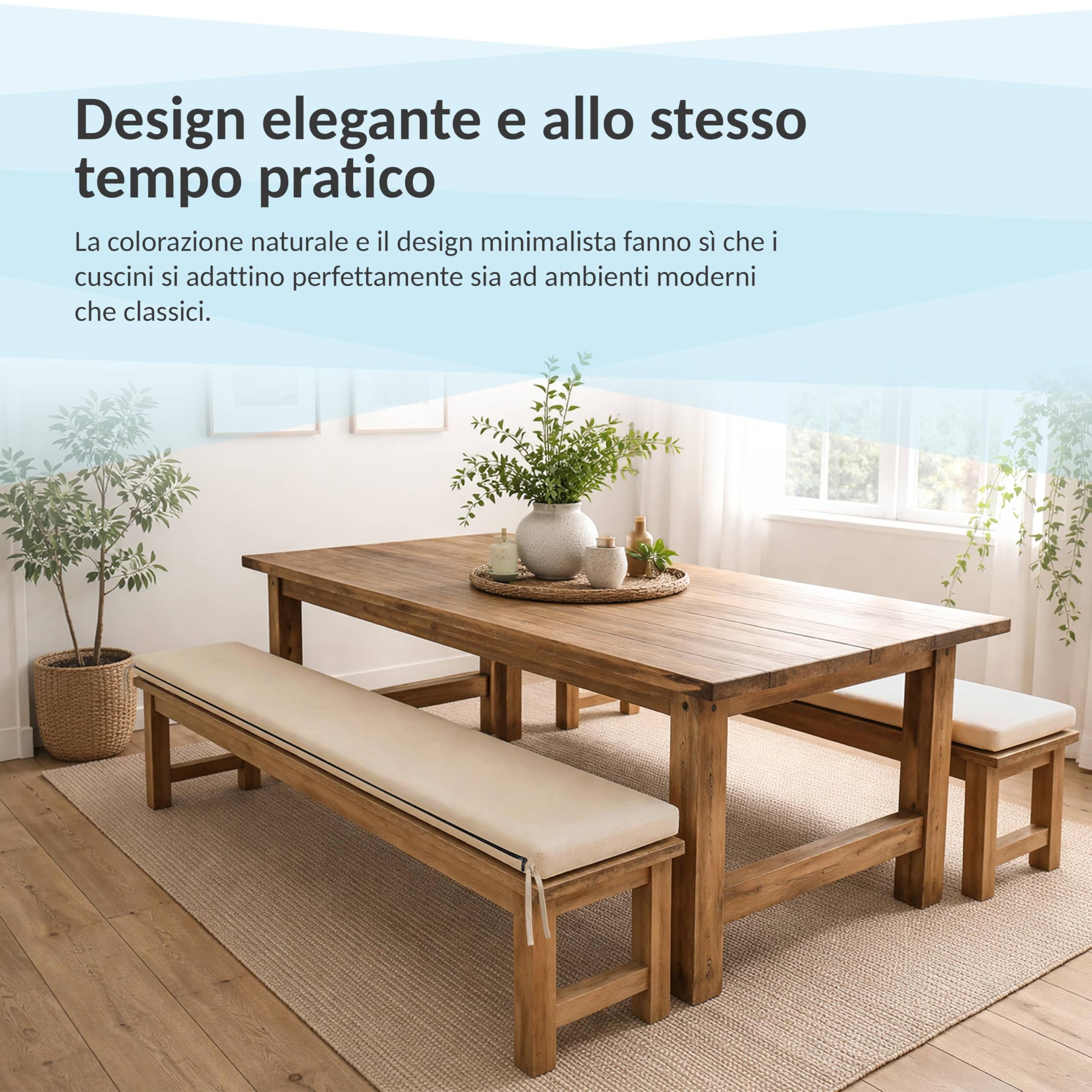 POKAR Cuscino per Panca 110x50 cm | Sfoderabile con Lacci Antiscivolo | Seduta per Panchina, Panca da Giardino, Dondolo, Sedia | Interno ed Esterno | OEKO-TEX | Prodotto nell'UE | Marrone