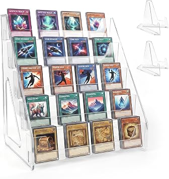 Large 5-Tier Acrylic Card Display Stand, Clear Display Rack, Ideal Desktop Organizer for Greeting Cards, Trading Cards, Booklets. Suitable for Display in Bedrooms, Offices and Restaurants