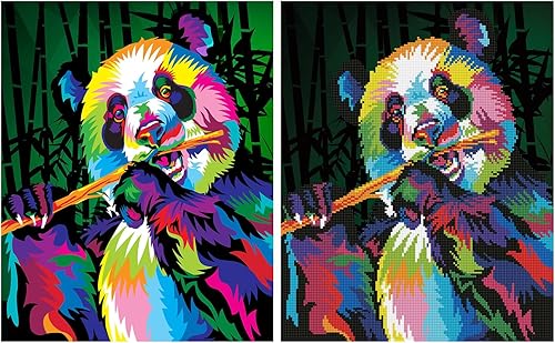 Miniatura 6 de DIAMOND ART BY LEISURE ARTS Kits de pintura de diamantes para adultos de 16 x 20 pulgadas, panda colorido avanzado, taladro completo, kits de arte,