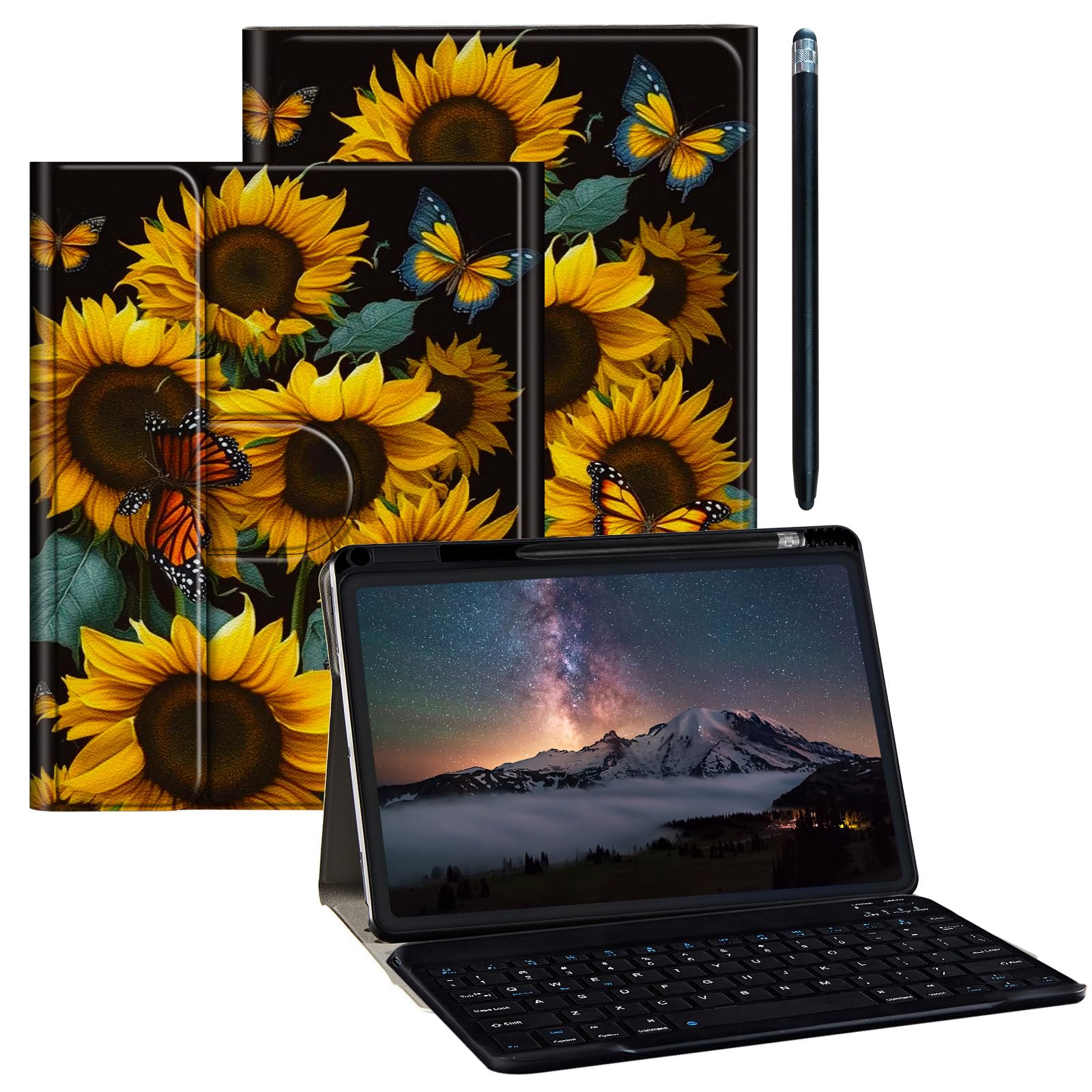 BPQOJB Galaxy Tab S9 Plus Case for Samsung Tab S9 Fe Plus Case 12.4 inch with Detachable Wireless Keyboard & 360 Degree Rotating Stand Protect Cover