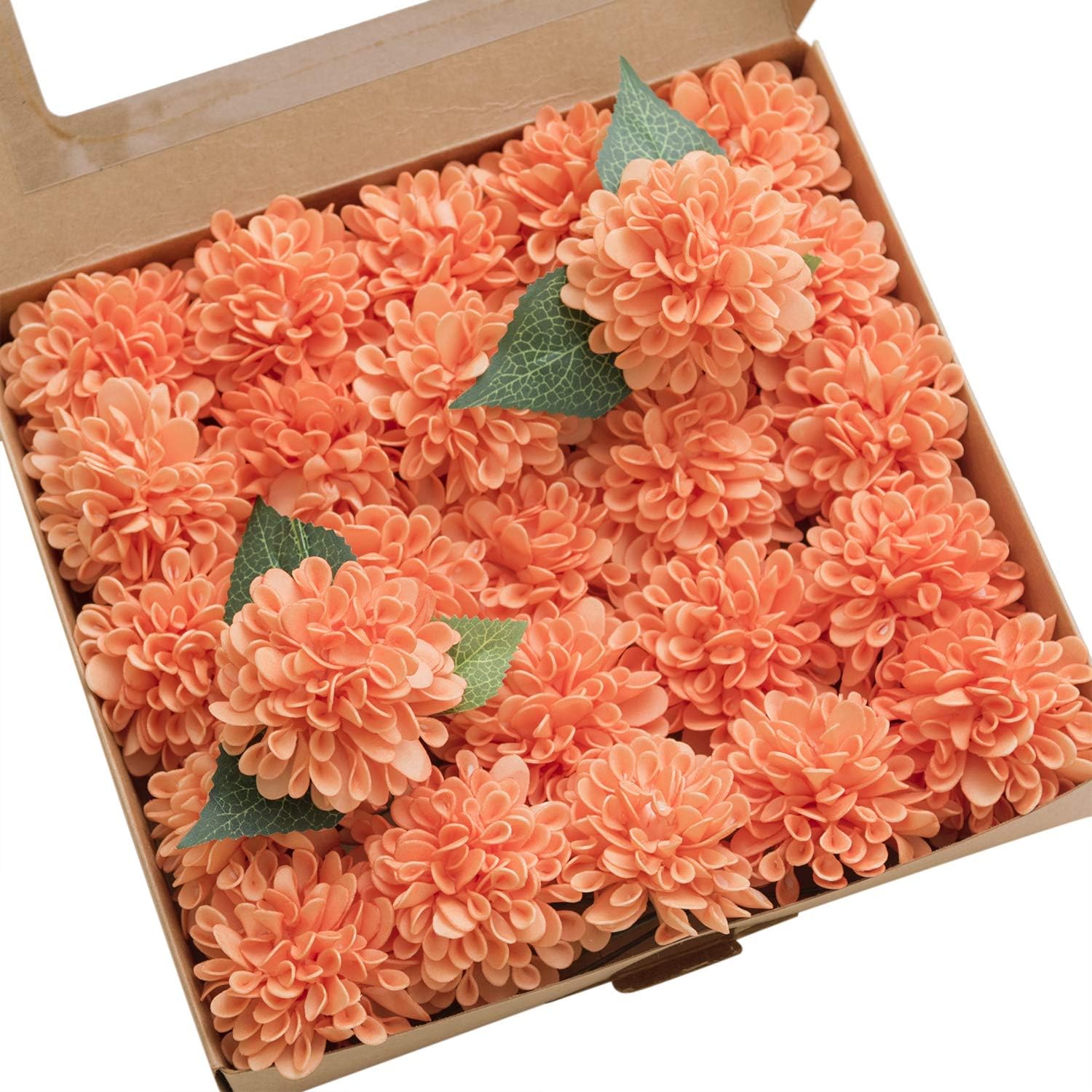 Ling's moment 25pcs RealLooking Artificial Flowers Rustic Orange Fake Dahlia Daisy