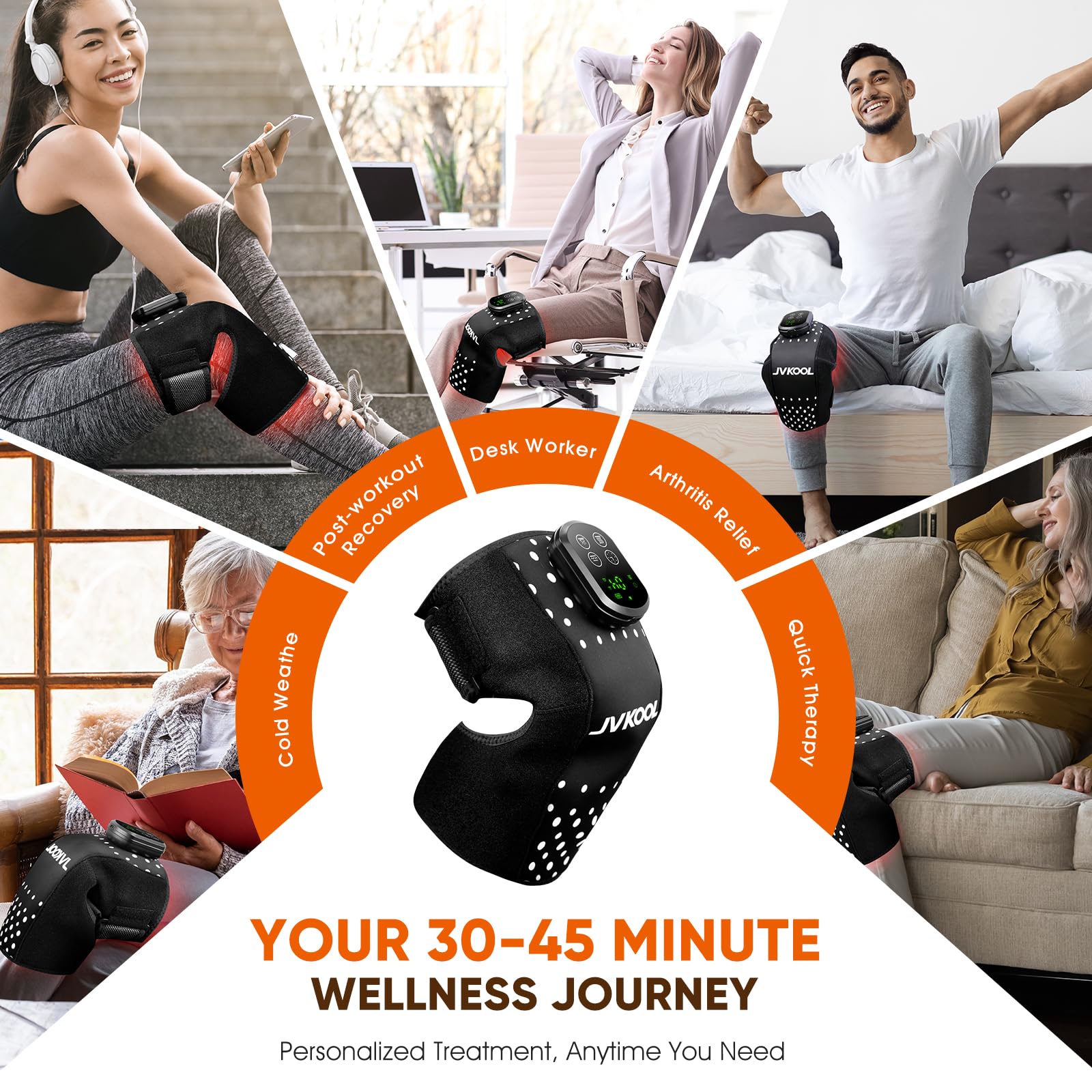 Infrared Red Light Therapy for Knee Massager: Rechargeable 660nm & 850nm Heating Pad with 4D Vibration Knee Massager for Jonit Pain Relief - Christmas Birthday Gifts for Women Men Dad Mom(Black)