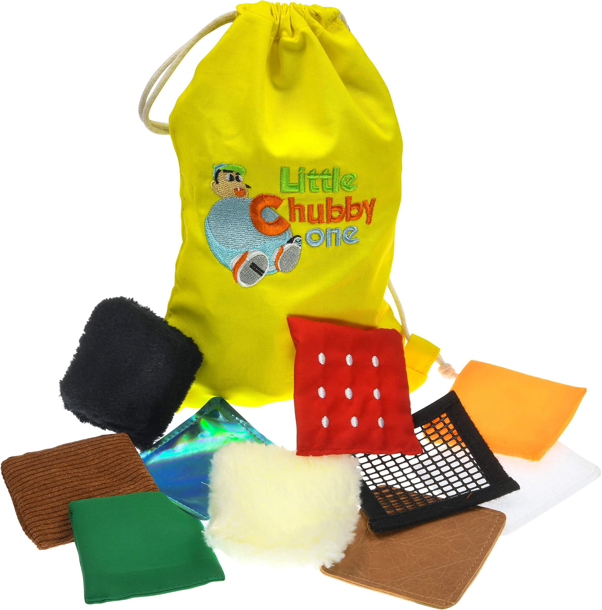 LITTLE CHUBBY ONE Sensory Textured Squares - Mini Pillows and Patches - Set of 20 Different Covered Squares Promotes Sensory Learning Motor Skills Tactile Awareness and Vocabulary Great Gift for Kids