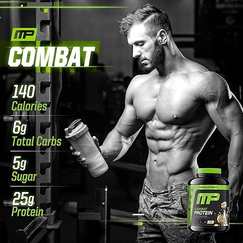 Miniatura 5 de MusclePharm Combat Proteína en polvo, sabor a galletas y crema, alimenta los músculos para entrenamientos productivos, 5 fuentes de proteína