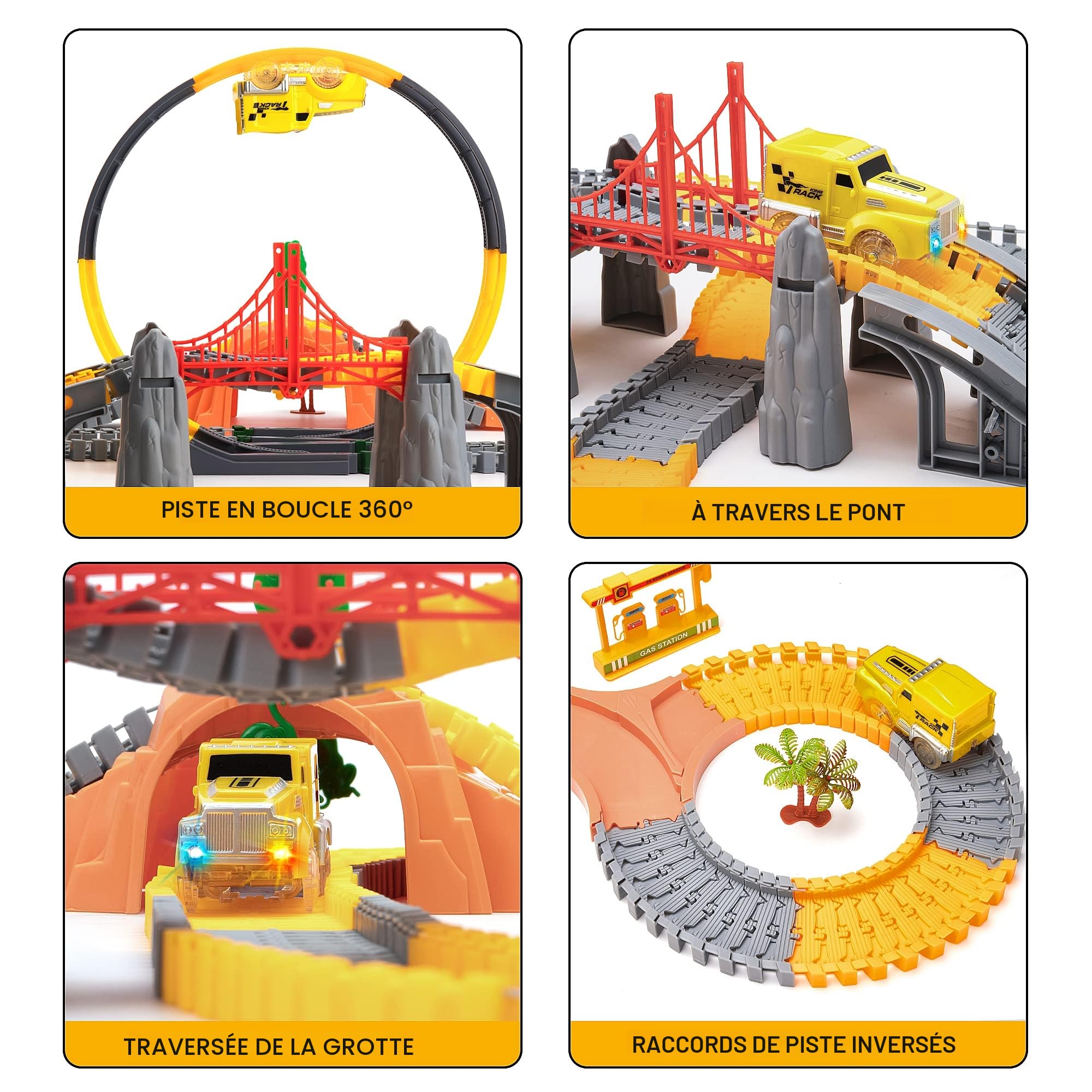 OR OR TU Circuit Voiture Enfant 342Pièces Circuit Train Electrique Jouet Enfant Cadeau 3 4 5 6+ ans Construction pour Garçons 360° Piste en Boucle Flexible Voie Ferrée