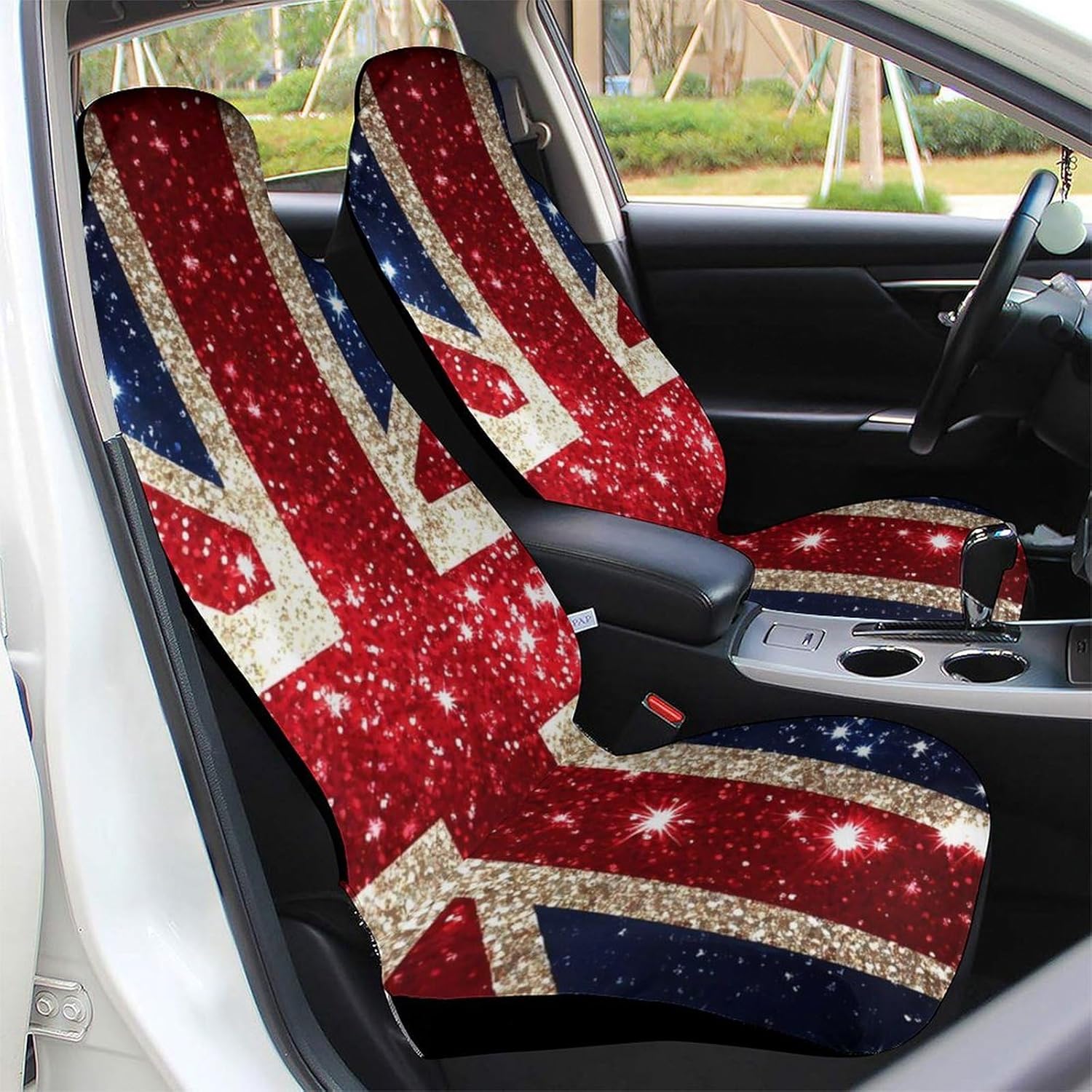 England Shining UK Flag Print Car Seat Covers Universal Car Front Seats Protector Auto Interior Accessories 2PCS
