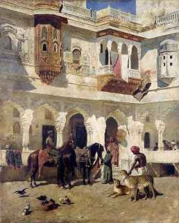 MVOVZQCV Famous Oil Painting Canvas Prints the Rajah Starting on a Hunt by Edwin Lord Weeks canvas Murals for Home Decor 60x90cm