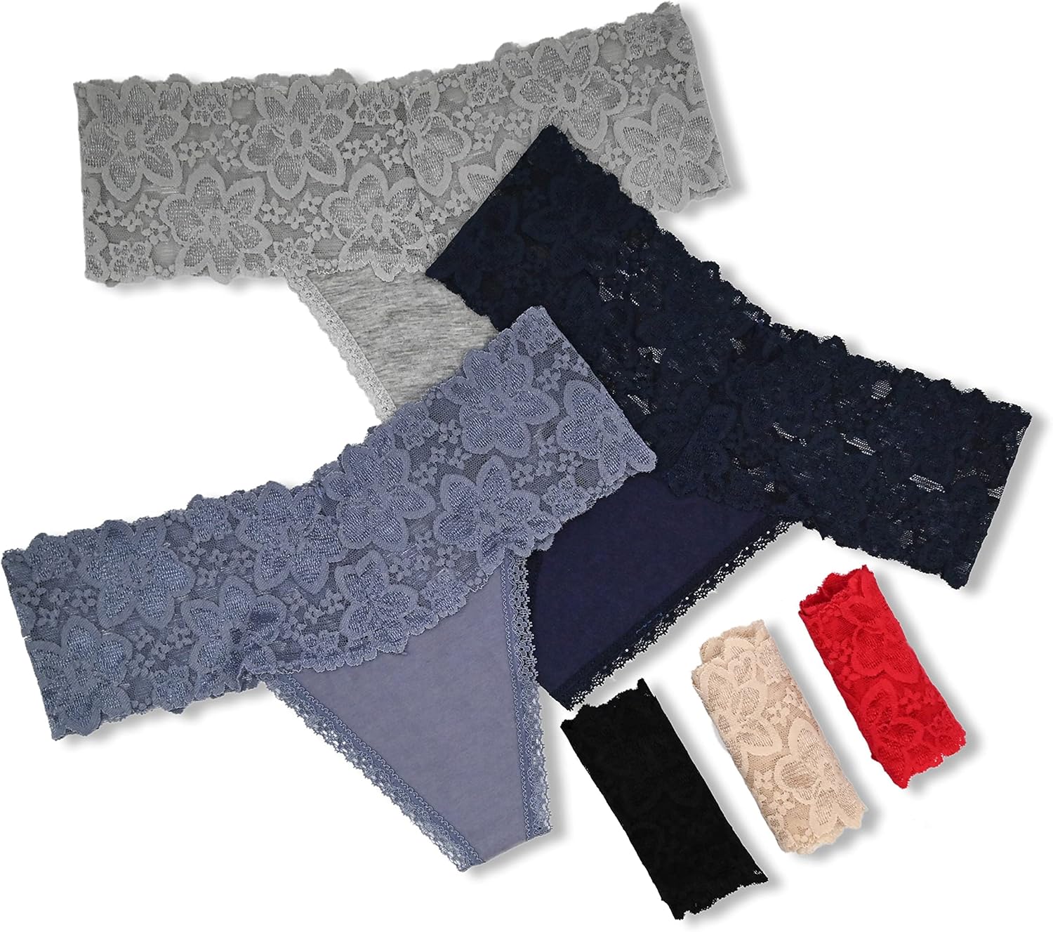 Umiehary High Waist T Back Lace Fashion & Retro Thick Band Women Thongs with Multiple Colors Plus Size - Image 3