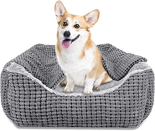 JOEJOY Hundebett Mittelgroße Hunde, Hundekorb mit Herausnehmbar Decke, Hundebetten Cord Flauschiges Waschbar, Rutschfest Hundekörbchen, Hundesofa mit Hohem Rand Passt bis zu 14kg Haustiere(64x53x20cm) product image