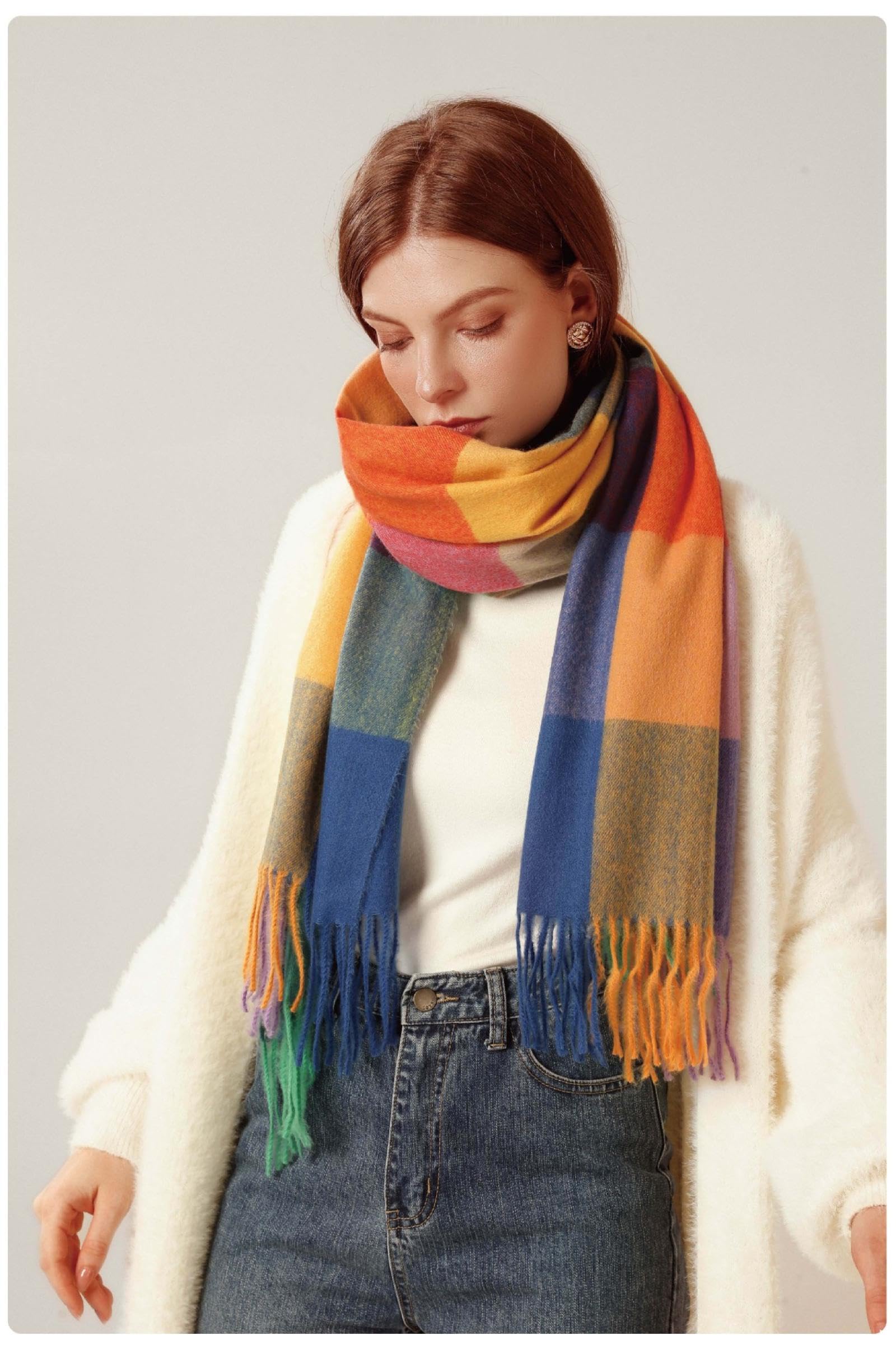 Schals Tücher Halstuch Scarf Damenschal, Gestreift, Kariert, Elegant, Im Promi-Stil, Herbst- Und Winterschal, Neue Imitation