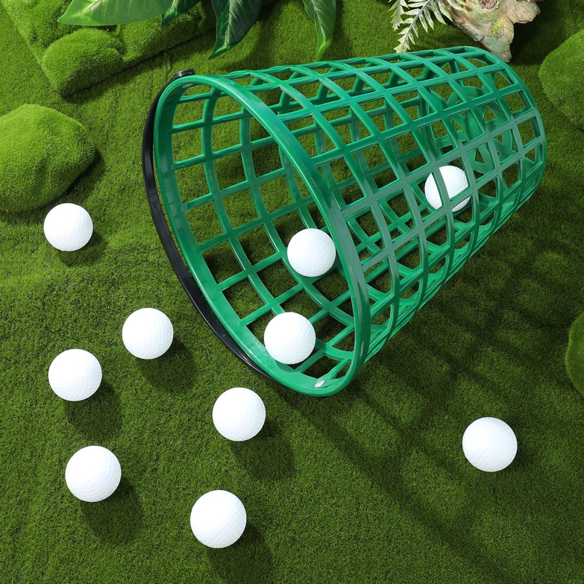 PRETYZOOM Cesta Organizadora de Balones de Golf de Plástico 2 Piezas | Verde, Capacidad para 100 Unidades, Portátil y Resistente, para Jardín y Organización de Bolas