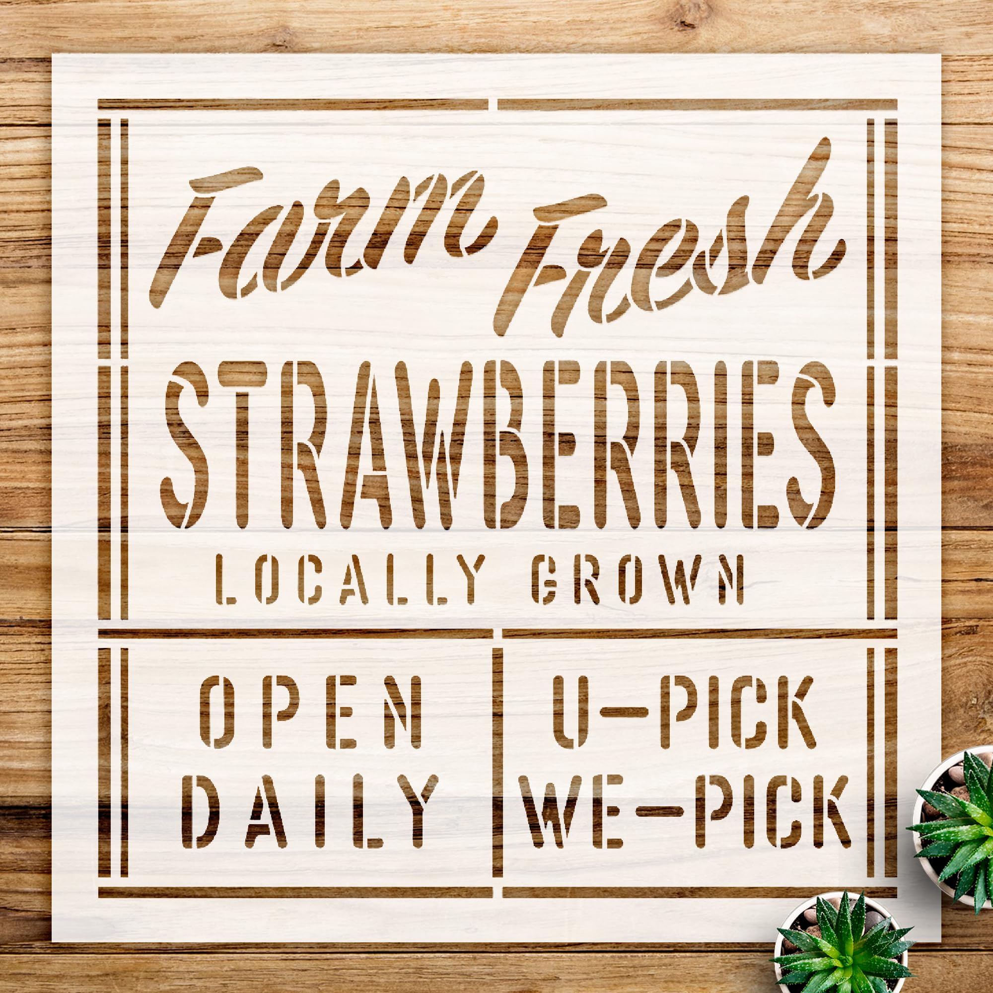 Farm Fresh Strawberries Stencil for Walls and Crafts, Reusable Mylar Template, Ideal for Rustic Farmhouse Kitchen Decor and DIY Projects - Size A3 (11.7