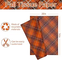 Vista 2 de Whaline 100 piezas de papel de regalo de casa de campo, color naranja y marrón, papel de regalo de granja, embalaje retro de Acción de Gracias, Pap