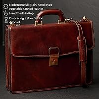 Vista 4 de Time Resistance Leather Briefcase - Italian Handmade Leather Laptop Bag - Handbag for Men - Professional Computer Case