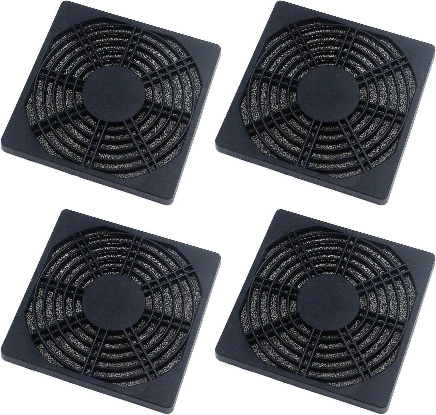 Cooling Fan Filter 120mm 4Pcs 3 in 1 Computer Dustproof Filter PC Fan Dust Filter Cover Cooling Fan Dust Filter Cover Ventilator Grill with Sponge and Screws for 120x120 Case Fan Cooling Fan (Black)