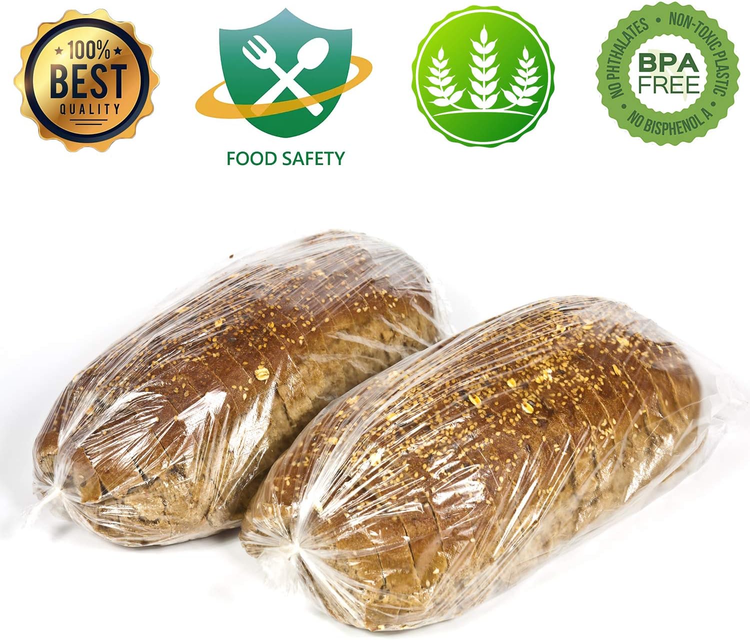 Small Bread Poly Bags,100 Pcs 14x3x5Inches Bread Loaf Packing Bags with 100 Free Twist Ties,Clear Thick Gusseted Grocery Bakery Bags (Small-5x3x14)