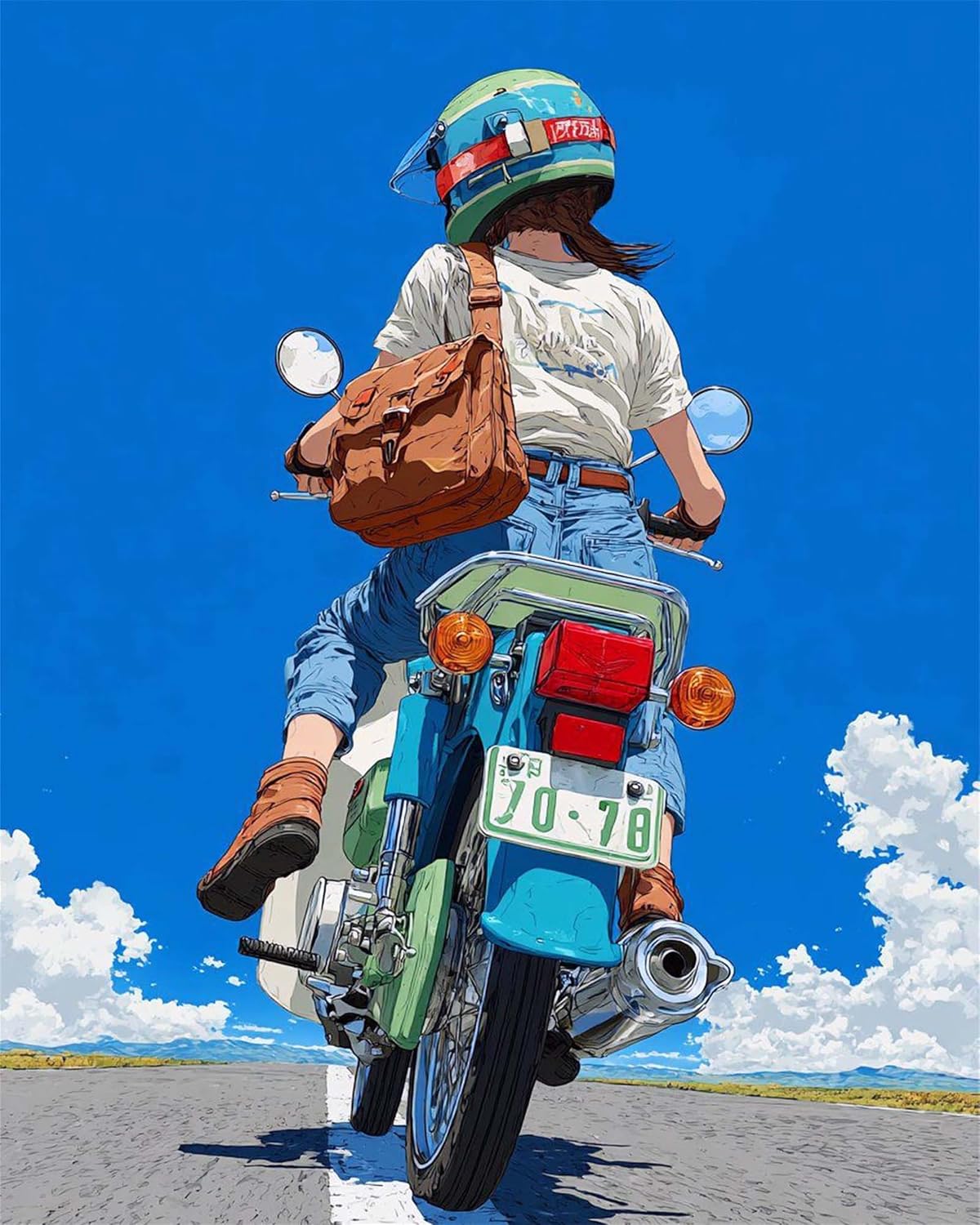 Adult Paint by Number Kits,Motorbike Girl Theme, Relaxing DIY Paint by Numbers kit for Adults,Acrylic Painting for Gift Home Wall Decor (16×20in)