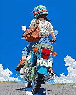 Adult Paint by Number Kits,Motorbike Girl Theme, Relaxing DIY Paint by Numbers kit for Adults,Acrylic Painting for Gift Home Wall Decor (16×20in)