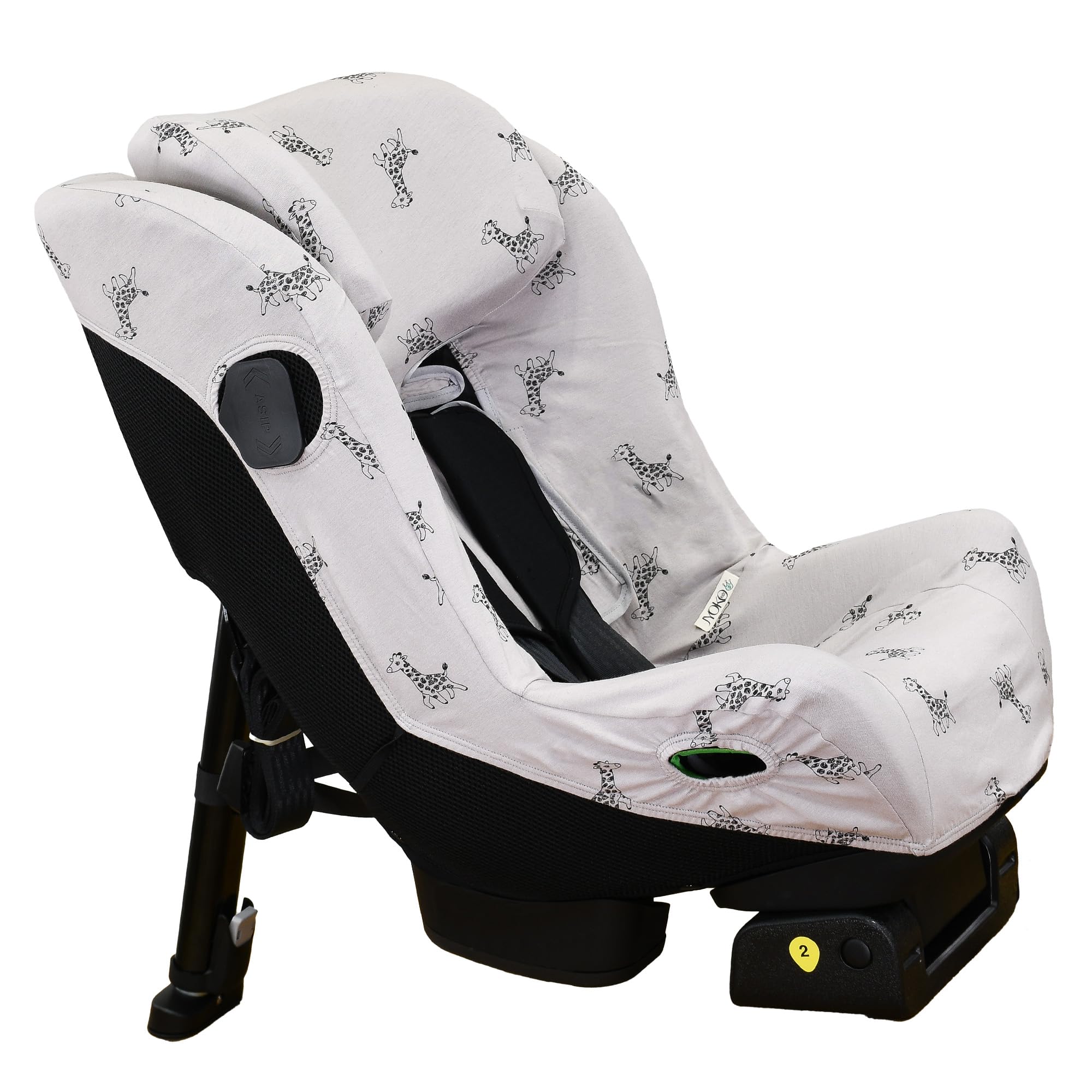 JYOKO Funda para Silla Compatible con Axkid Minikid 4, 4 Pro, Minikid MAX, Movekid y Move en Algodón Orgánico Suave y Transpirable para máximo Confort de tu bebé (Estampado Giraffe)