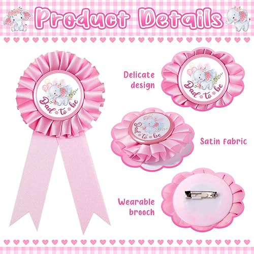 Miniatura 6 de Chunful Banda temática de elefante para baby shower, banda para mamá y papá para ser corona de flores para revelaciones de género, fiesta, baby