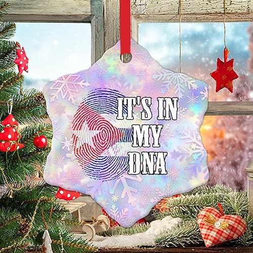 WoGuangis Cuba It's in My DNA Adorno de Navidad Cuba Decoración de árbol de Navidad National Symboy Adornos de Navidad de cerámica Recuerdo Año