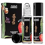 Healing Solutions (2 Pack) Thuja Essential Oil USDA Organic Roll On Set, Skin Care & Body Perfume Oil for Women