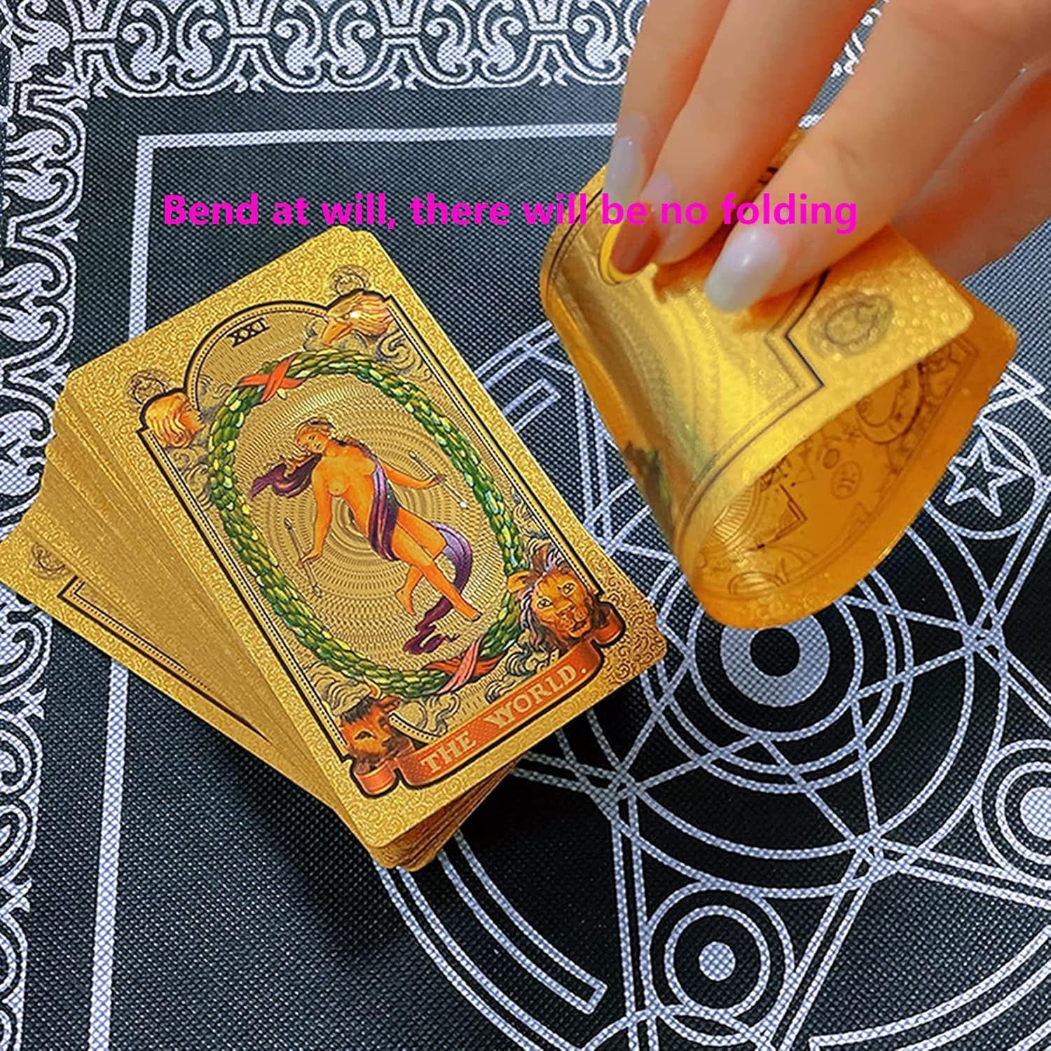 Tarot Cards Deck, Water Proof with Guidebook Divination Oracle 80 Cards, Fortune Telling Game Set for Family Reunion Beginners Expert Readers for Christmas Birthday, Black