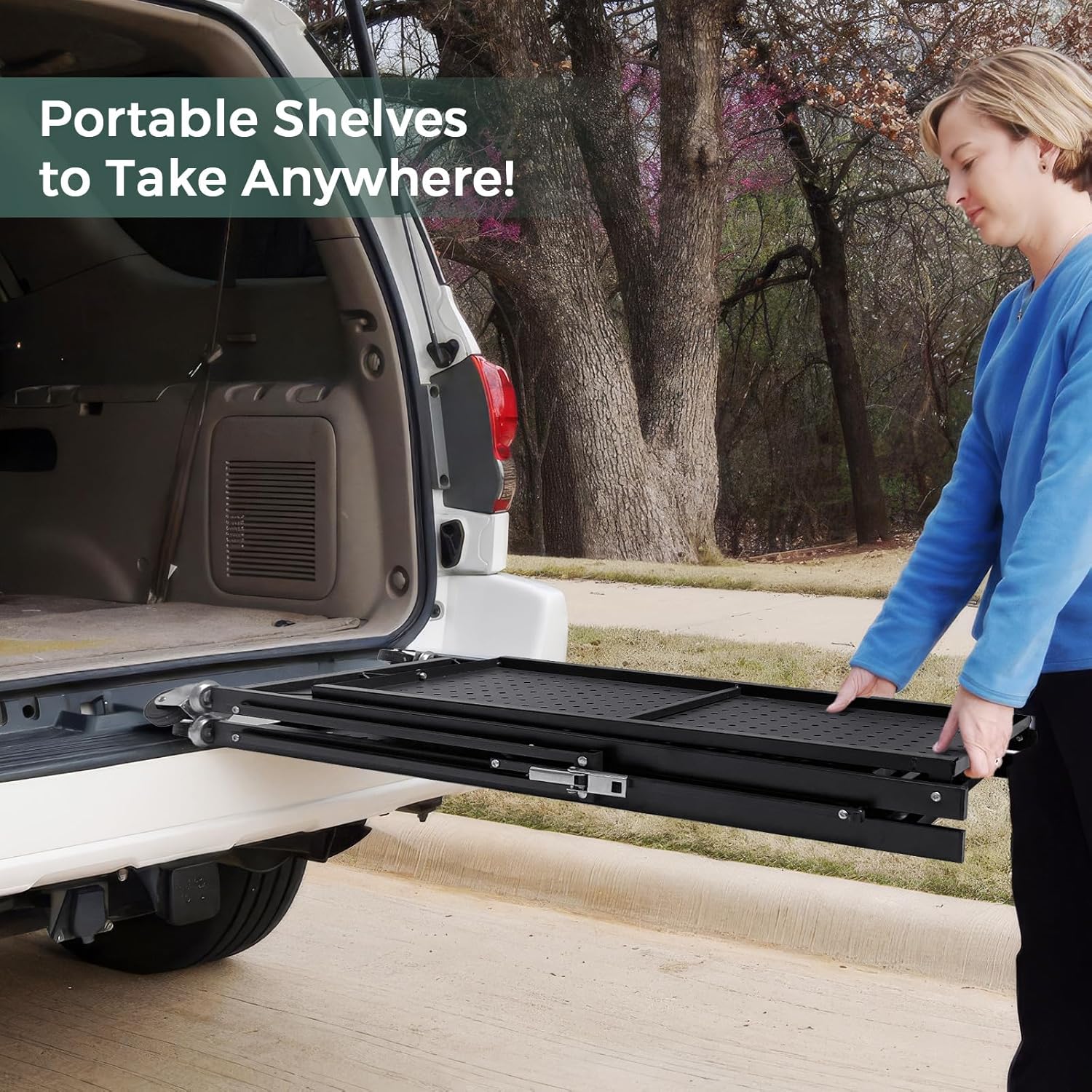 DEANIC 3 Tier Foldable Storage Shelves with Wheels, Kitchen Appliance Stand, Freestanding Metal Wire Shelf Rack, No Assembly Organizer Rolling Cart for Garage, Basement, Pantry (Black) - Image 8