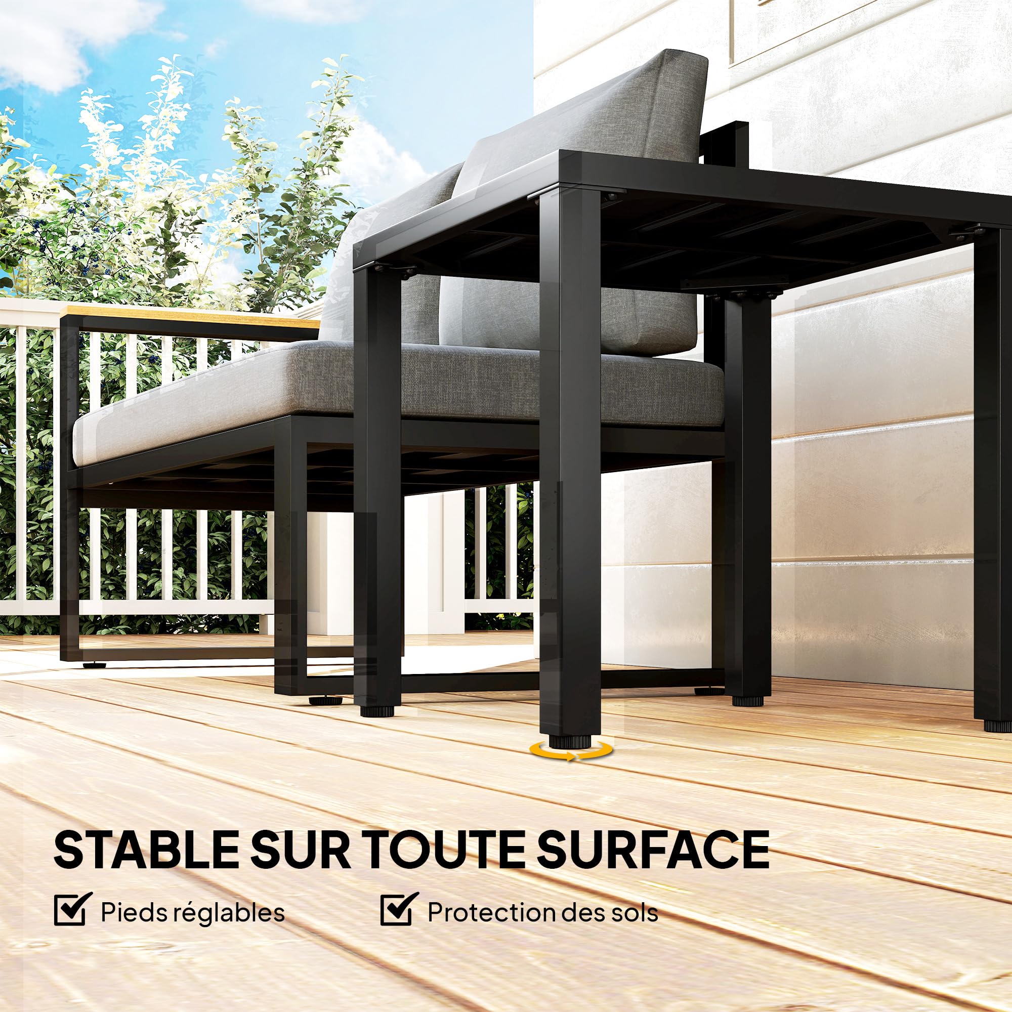 Outsunny Table de Jardin carrée 45 x 45 x 45,5 cm Noir métal intérieur extérieur